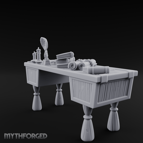 Fluted-Pedestal Noble Writing Desk Miniature for Dungeons and Dragons, Pathfinder or other TTRPGs
