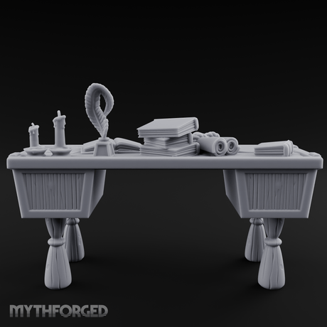 Fluted-Pedestal Noble Writing Desk Miniature for Dungeons and Dragons, Pathfinder or other TTRPGs