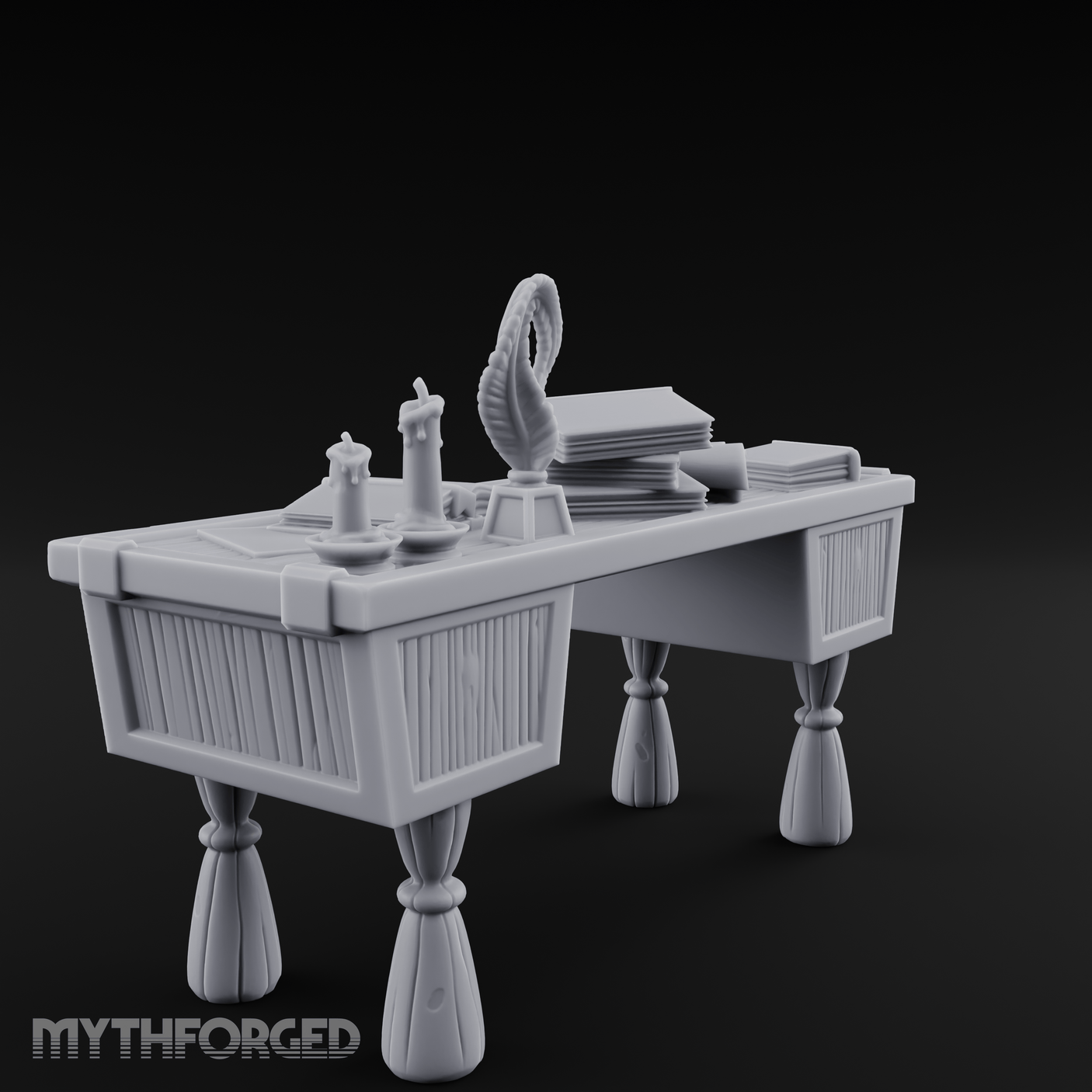 Fluted-Pedestal Noble Writing Desk Miniature for Dungeons and Dragons, Pathfinder or other TTRPGs