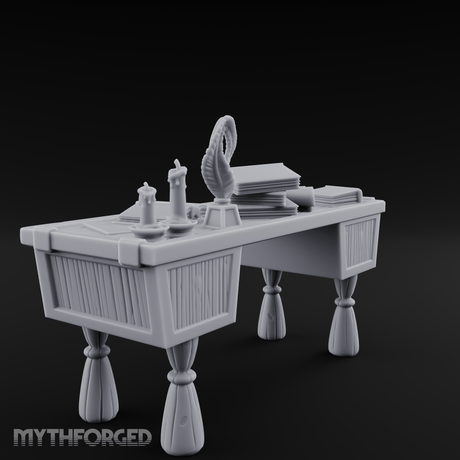 Fluted-Pedestal Noble Writing Desk Miniature for Dungeons and Dragons, Pathfinder or other TTRPGs