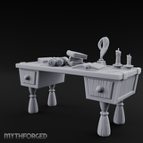 Fluted-Pedestal Noble Writing Desk Miniature for Dungeons and Dragons, Pathfinder or other TTRPGs