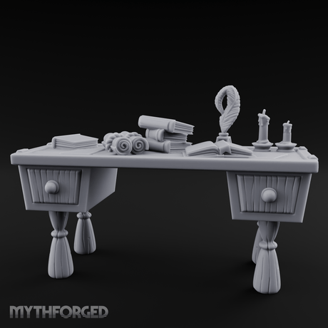 Fluted-Pedestal Noble Writing Desk Miniature for Dungeons and Dragons, Pathfinder or other TTRPGs