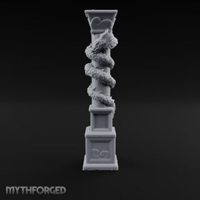 Dragon-Coiled Temple Pillar Miniature for Dungeons and Dragons, Pathfinder or other TTRPGs
