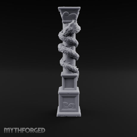 Dragon-Coiled Temple Pillar Miniature for Dungeons and Dragons, Pathfinder or other TTRPGs