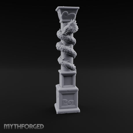 Dragon-Coiled Temple Pillar Miniature for Dungeons and Dragons, Pathfinder or other TTRPGs
