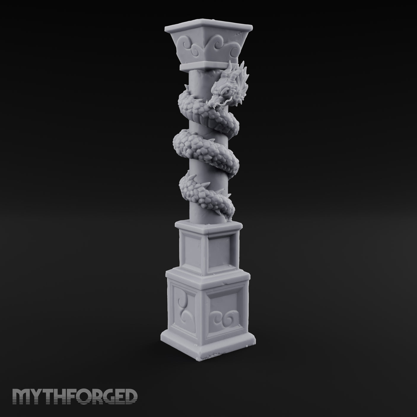 Dragon-Coiled Temple Pillar Miniature for Dungeons and Dragons, Pathfinder or other TTRPGs
