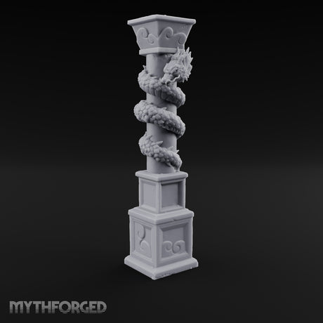 Dragon-Coiled Temple Pillar Miniature for Dungeons and Dragons, Pathfinder or other TTRPGs