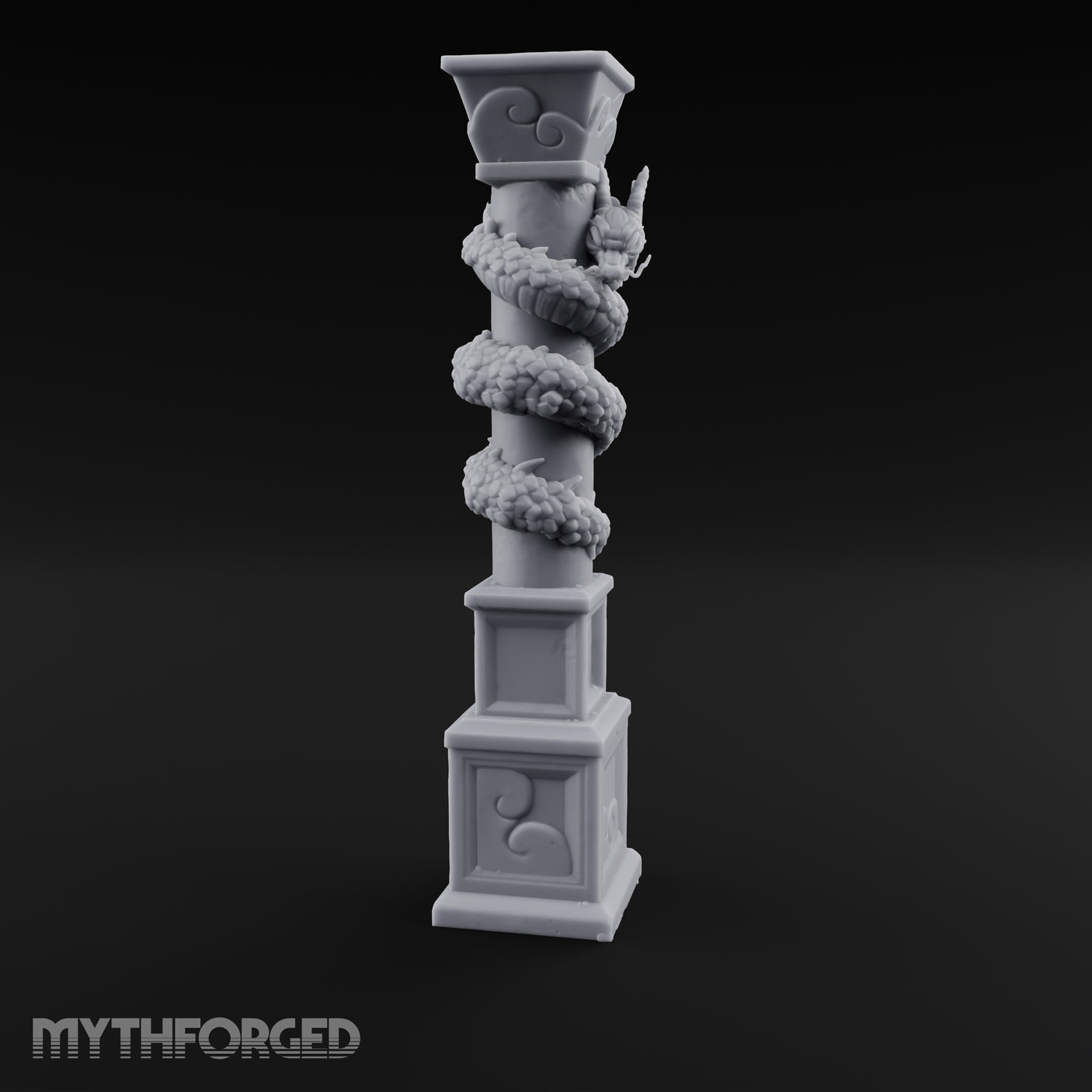 Dragon-Coiled Temple Pillar Miniature for Dungeons and Dragons, Pathfinder or other TTRPGs