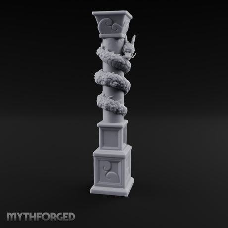 Dragon-Coiled Temple Pillar Miniature for Dungeons and Dragons, Pathfinder or other TTRPGs