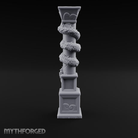 Dragon-Coiled Temple Pillar Miniature for Dungeons and Dragons, Pathfinder or other TTRPGs