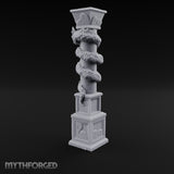 Dragon-Coiled Temple Pillar Miniature for Dungeons and Dragons, Pathfinder or other TTRPGs