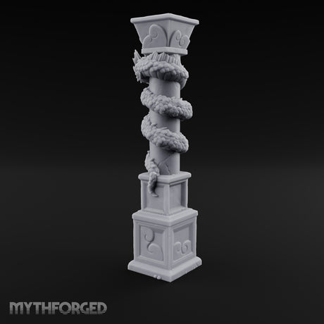 Dragon-Coiled Temple Pillar Miniature for Dungeons and Dragons, Pathfinder or other TTRPGs
