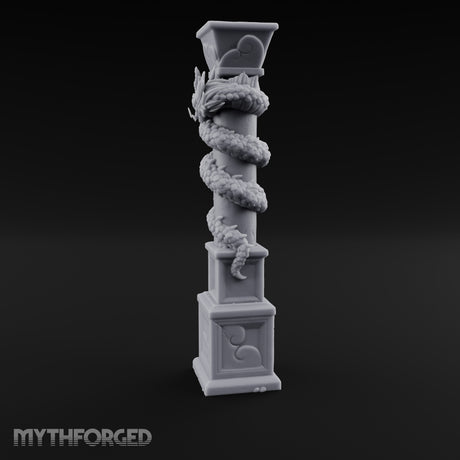 Dragon-Coiled Temple Pillar Miniature for Dungeons and Dragons, Pathfinder or other TTRPGs