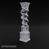 Dragon-Coiled Temple Pillar Miniature for Dungeons and Dragons, Pathfinder or other TTRPGs