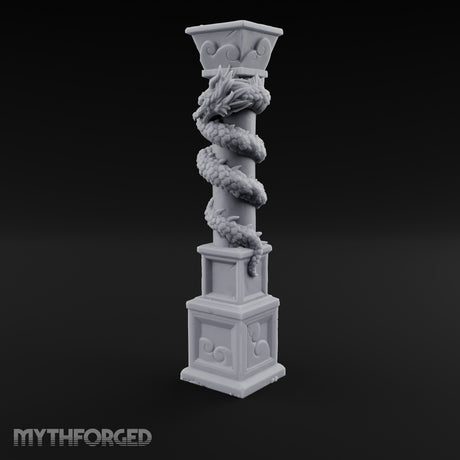 Dragon-Coiled Temple Pillar Miniature for Dungeons and Dragons, Pathfinder or other TTRPGs