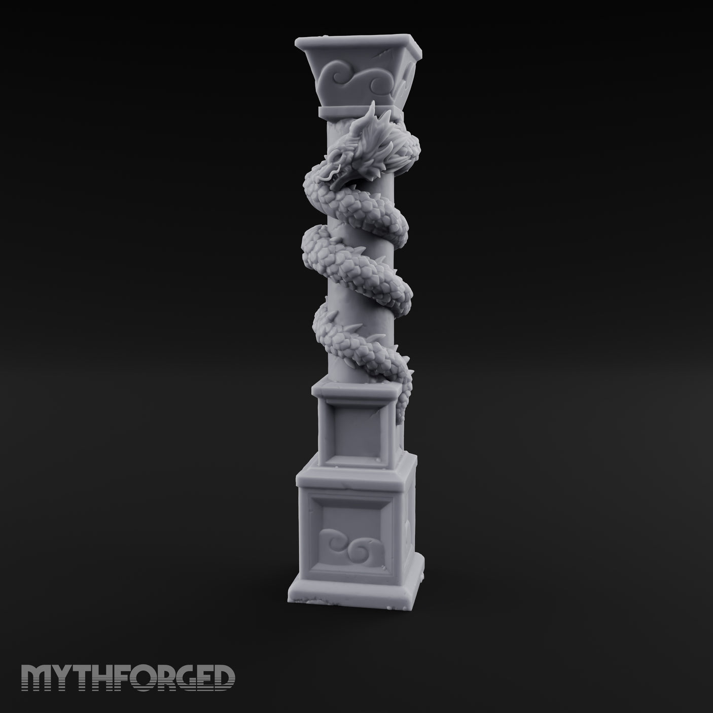 Dragon-Coiled Temple Pillar Miniature for Dungeons and Dragons, Pathfinder or other TTRPGs