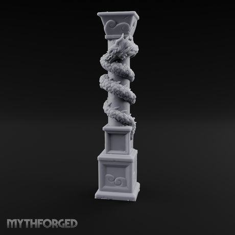 Dragon-Coiled Temple Pillar Miniature for Dungeons and Dragons, Pathfinder or other TTRPGs