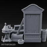 Curtain-Draped Merchant Vanity Miniature for Dungeons and Dragons, Pathfinder or other TTRPGs