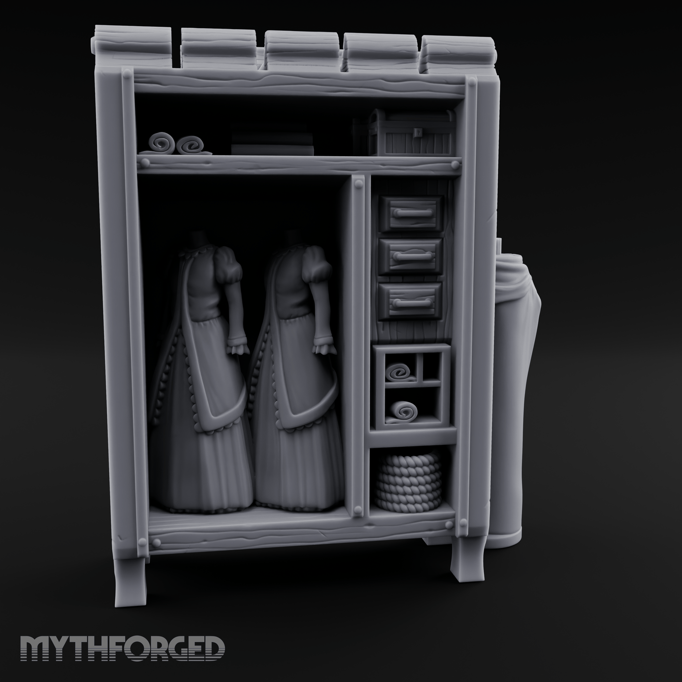Formal-Dressed Mannequin Display Cabinet Miniature for Dungeons and Dragons, Pathfinder or other TTRPGs