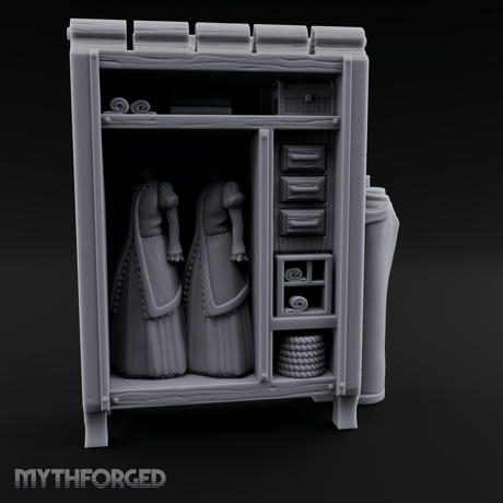 Formal-Dressed Mannequin Display Cabinet Miniature for Dungeons and Dragons, Pathfinder or other TTRPGs