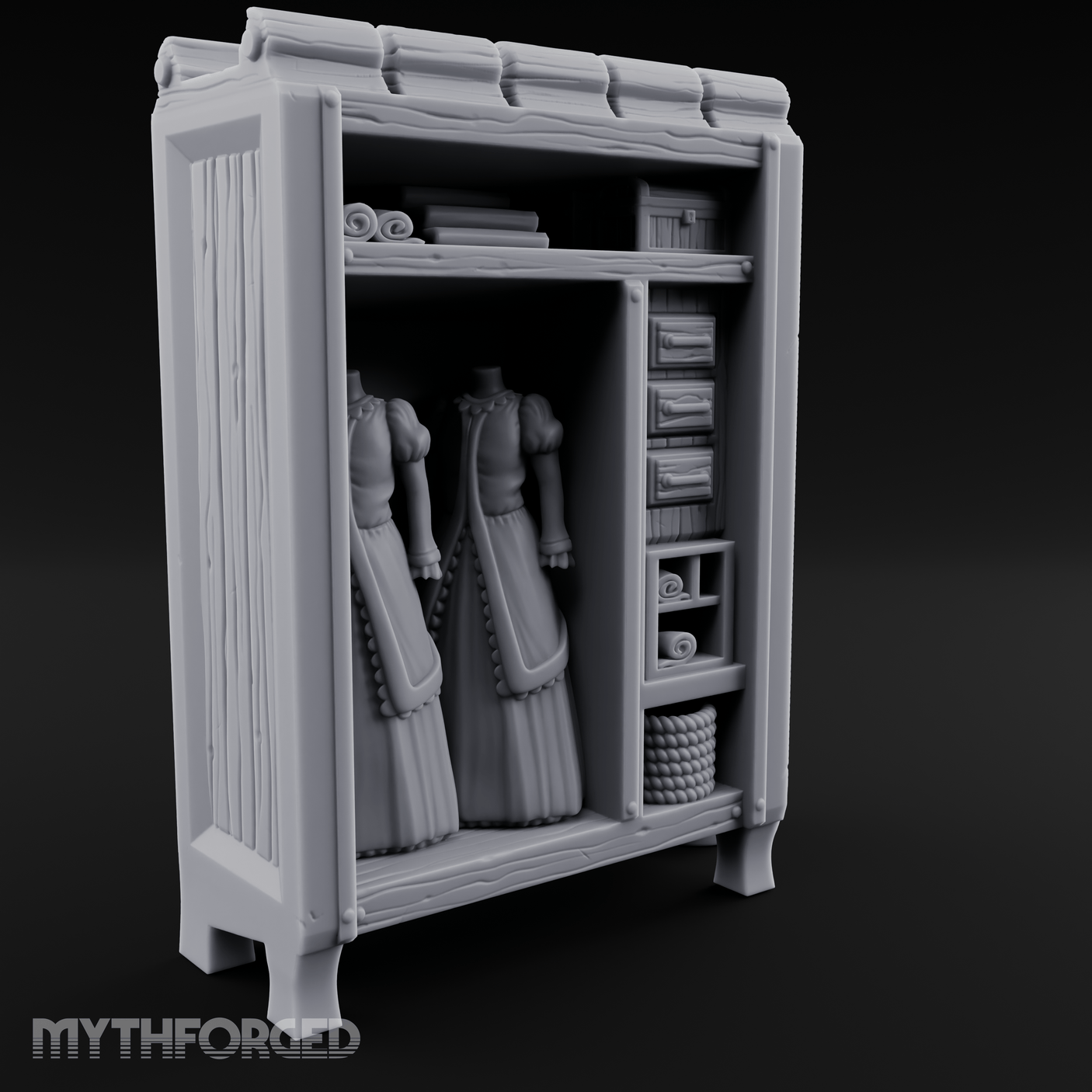 Formal-Dressed Mannequin Display Cabinet Miniature for Dungeons and Dragons, Pathfinder or other TTRPGs