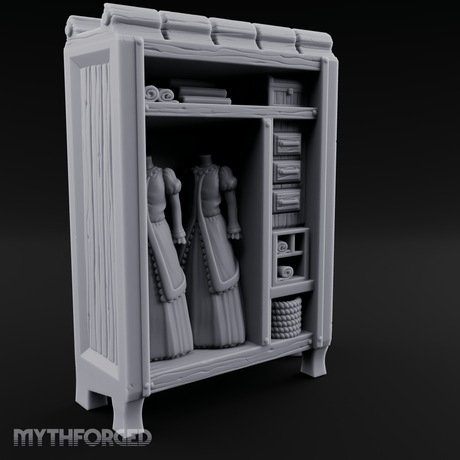Formal-Dressed Mannequin Display Cabinet Miniature for Dungeons and Dragons, Pathfinder or other TTRPGs