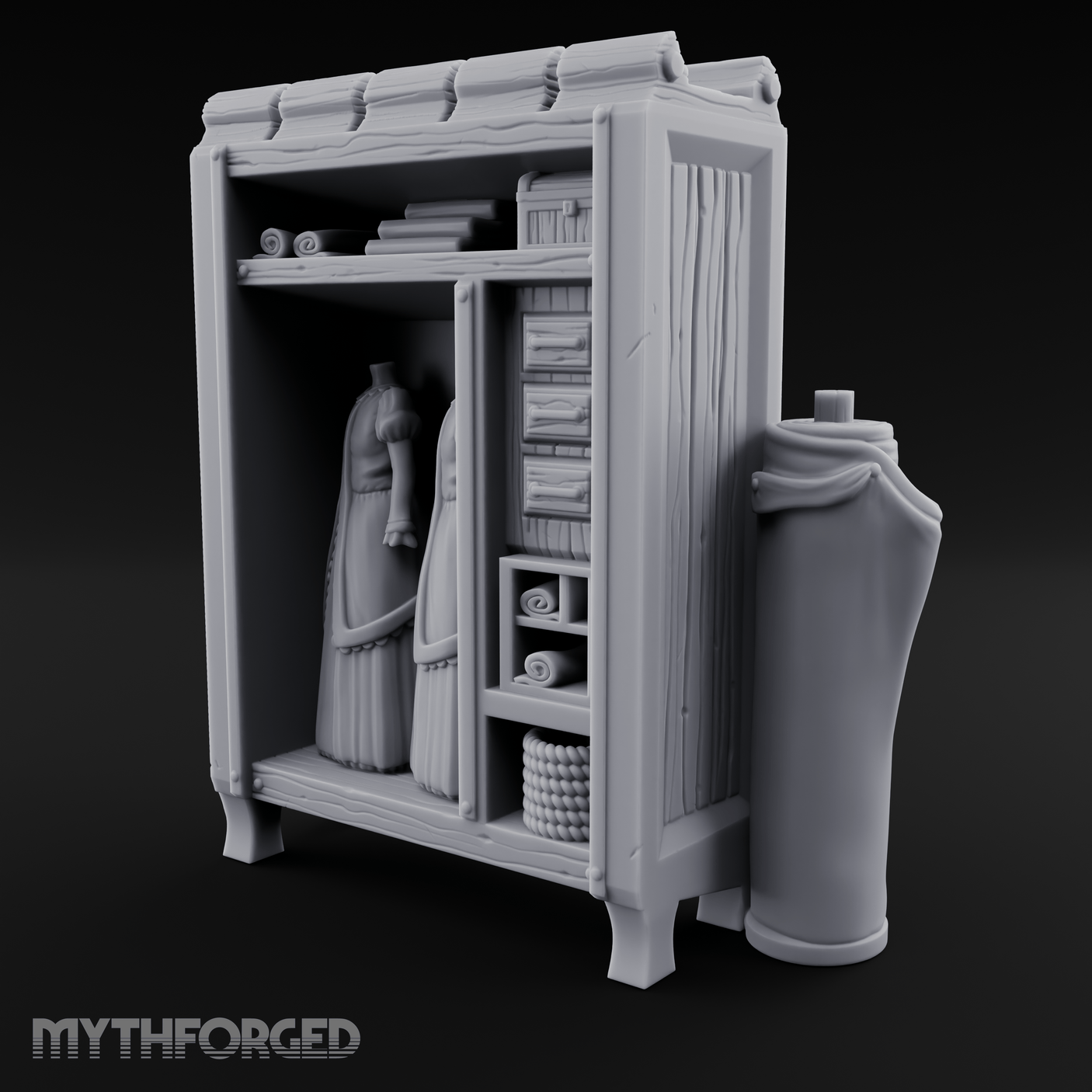 Formal-Dressed Mannequin Display Cabinet Miniature for Dungeons and Dragons, Pathfinder or other TTRPGs