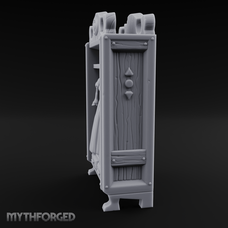 Mannequin-Dressed Tailor's Display Cabinet Miniature for Dungeons and Dragons, Pathfinder or other TTRPGs