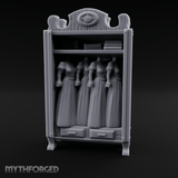 Mannequin-Dressed Tailor's Display Cabinet Miniature for Dungeons and Dragons, Pathfinder or other TTRPGs