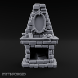 Cat-Nap Stone Hearth Fireplace Miniature for Dungeons and Dragons, Pathfinder or other TTRPGs