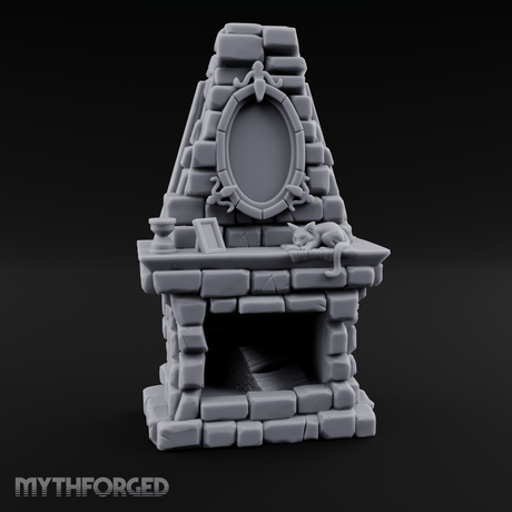 Cat-Nap Stone Hearth Fireplace Miniature for Dungeons and Dragons, Pathfinder or other TTRPGs