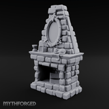 Cat-Nap Stone Hearth Fireplace Miniature for Dungeons and Dragons, Pathfinder or other TTRPGs