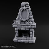 Cat-Nap Stone Hearth Fireplace Miniature for Dungeons and Dragons, Pathfinder or other TTRPGs