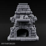 Book-Cluttered Stone Hearth Fireplace Miniature for Dungeons and Dragons, Pathfinder or other TTRPGs