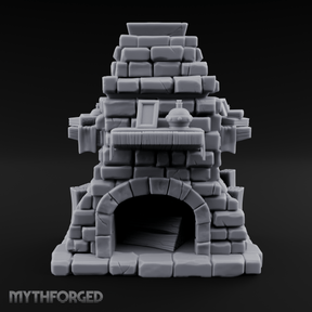 Book-Cluttered Stone Hearth Fireplace Miniature for Dungeons and Dragons, Pathfinder or other TTRPGs