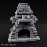 Book-Cluttered Stone Hearth Fireplace Miniature for Dungeons and Dragons, Pathfinder or other TTRPGs