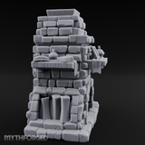 Book-Cluttered Stone Hearth Fireplace Miniature for Dungeons and Dragons, Pathfinder or other TTRPGs