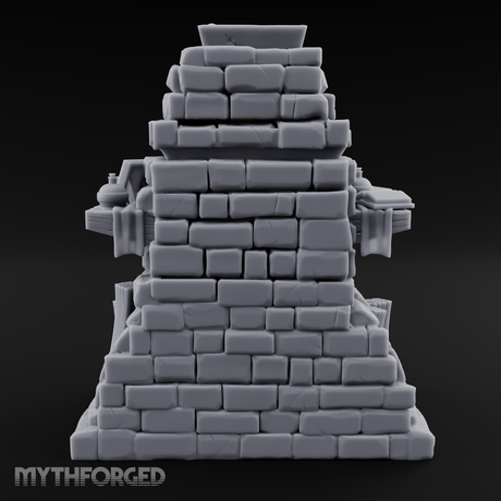 Book-Cluttered Stone Hearth Fireplace Miniature for Dungeons and Dragons, Pathfinder or other TTRPGs