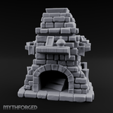 Book-Cluttered Stone Hearth Fireplace Miniature for Dungeons and Dragons, Pathfinder or other TTRPGs