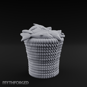 Scale-Patterned Fish Basket Miniature for Dungeons and Dragons, Pathfinder or other TTRPGs