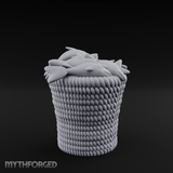 Scale-Patterned Fish Basket Miniature for Dungeons and Dragons, Pathfinder or other TTRPGs