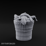 Scale-Patterned Fish Basket Miniature for Dungeons and Dragons, Pathfinder or other TTRPGs