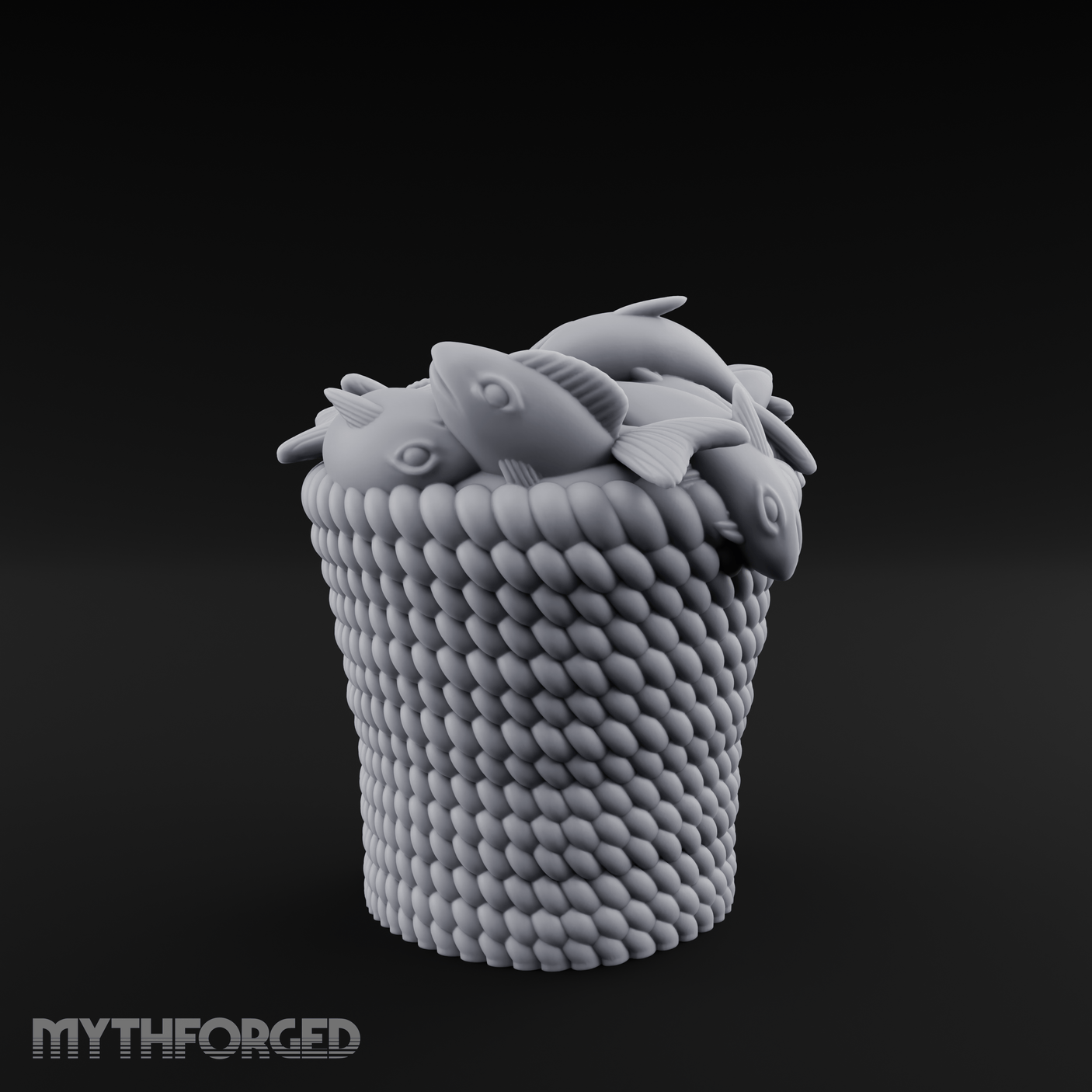 Scale-Patterned Fish Basket Miniature for Dungeons and Dragons, Pathfinder or other TTRPGs