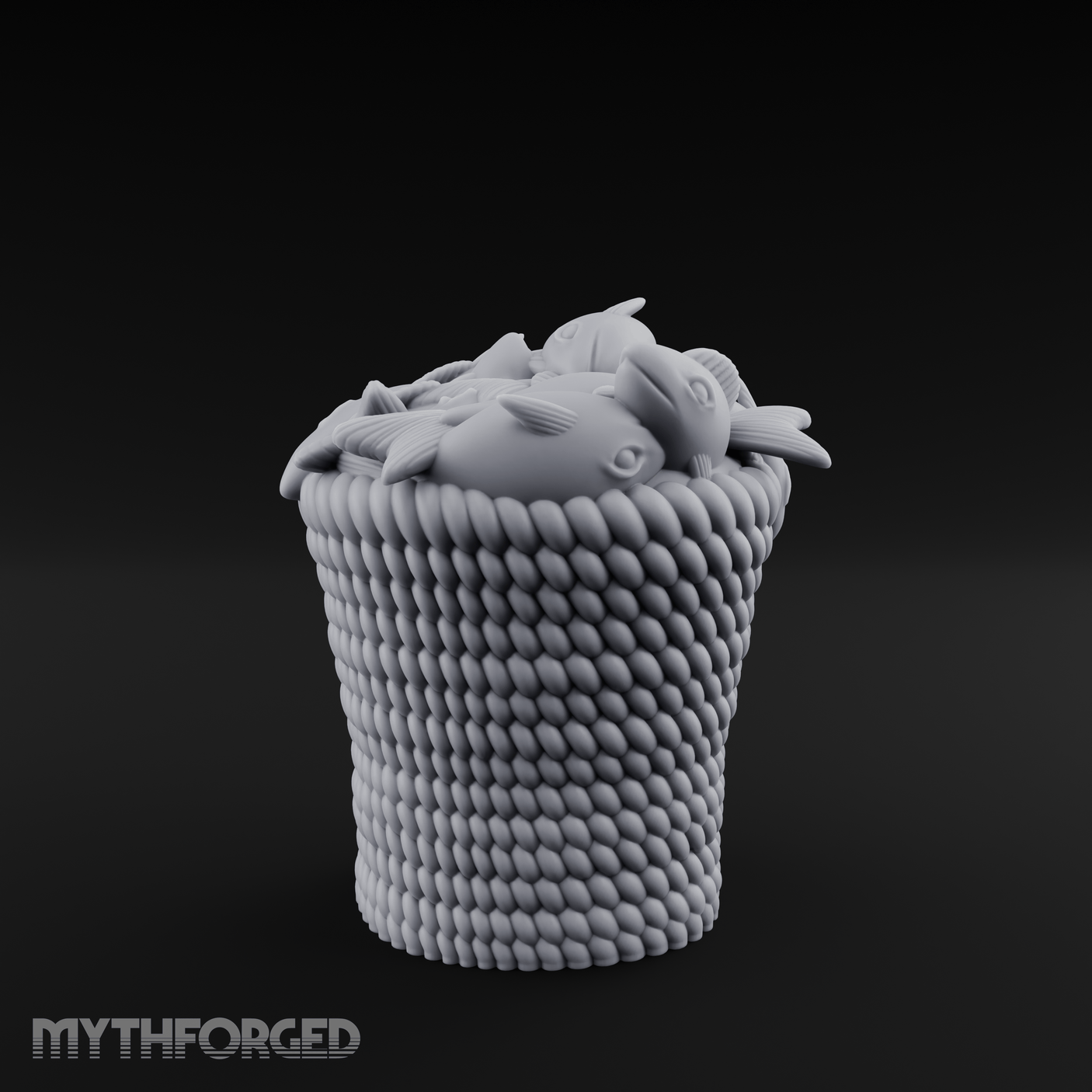 Scale-Patterned Fish Basket Miniature for Dungeons and Dragons, Pathfinder or other TTRPGs