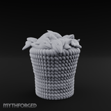 Scale-Patterned Fish Basket Miniature for Dungeons and Dragons, Pathfinder or other TTRPGs