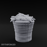 Scale-Patterned Fish Basket Miniature for Dungeons and Dragons, Pathfinder or other TTRPGs