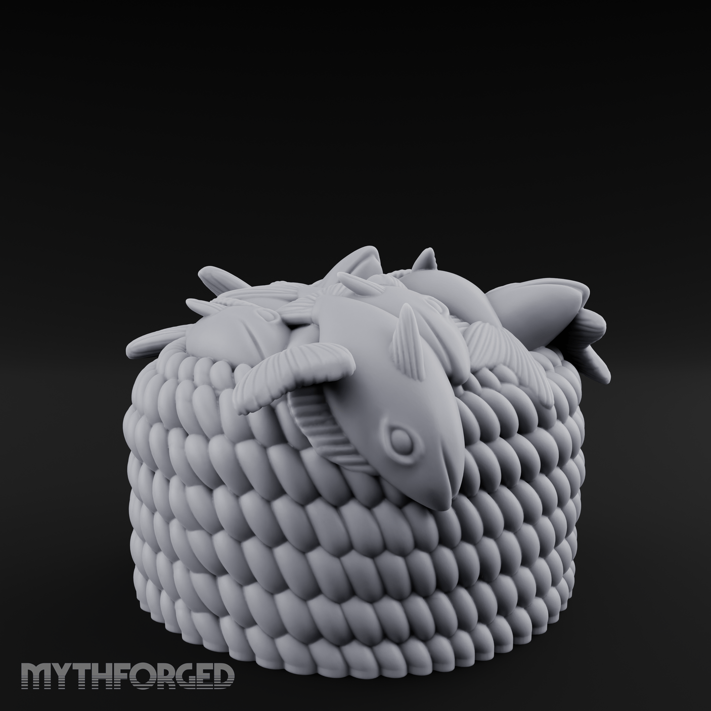 Woven-Scaled Fish Basket Miniature for Dungeons and Dragons, Pathfinder or other TTRPGs