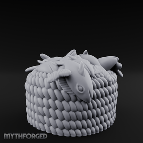 Woven-Scaled Fish Basket Miniature for Dungeons and Dragons, Pathfinder or other TTRPGs