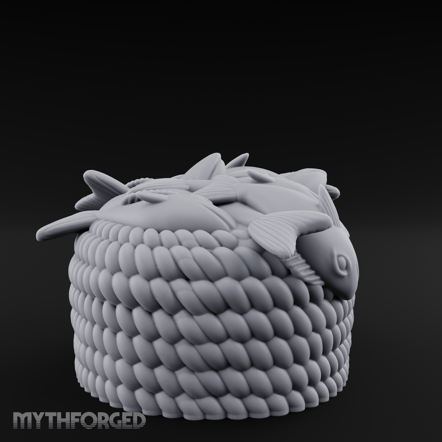 Woven-Scaled Fish Basket Miniature for Dungeons and Dragons, Pathfinder or other TTRPGs