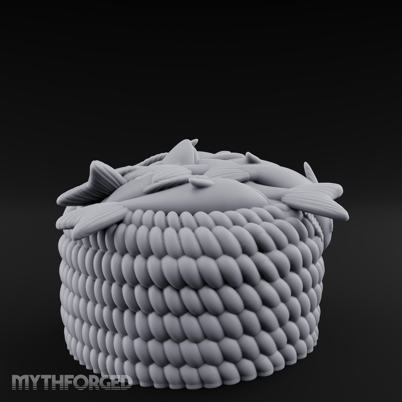 Woven-Scaled Fish Basket Miniature for Dungeons and Dragons, Pathfinder or other TTRPGs
